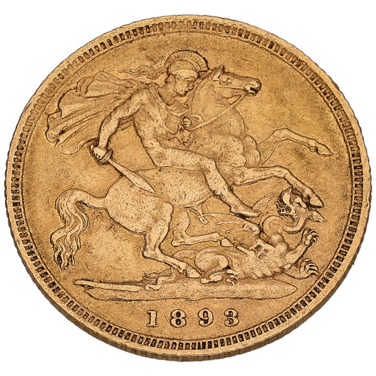 22ct Gold Queen Victoria Half Sovereign Coin 1893