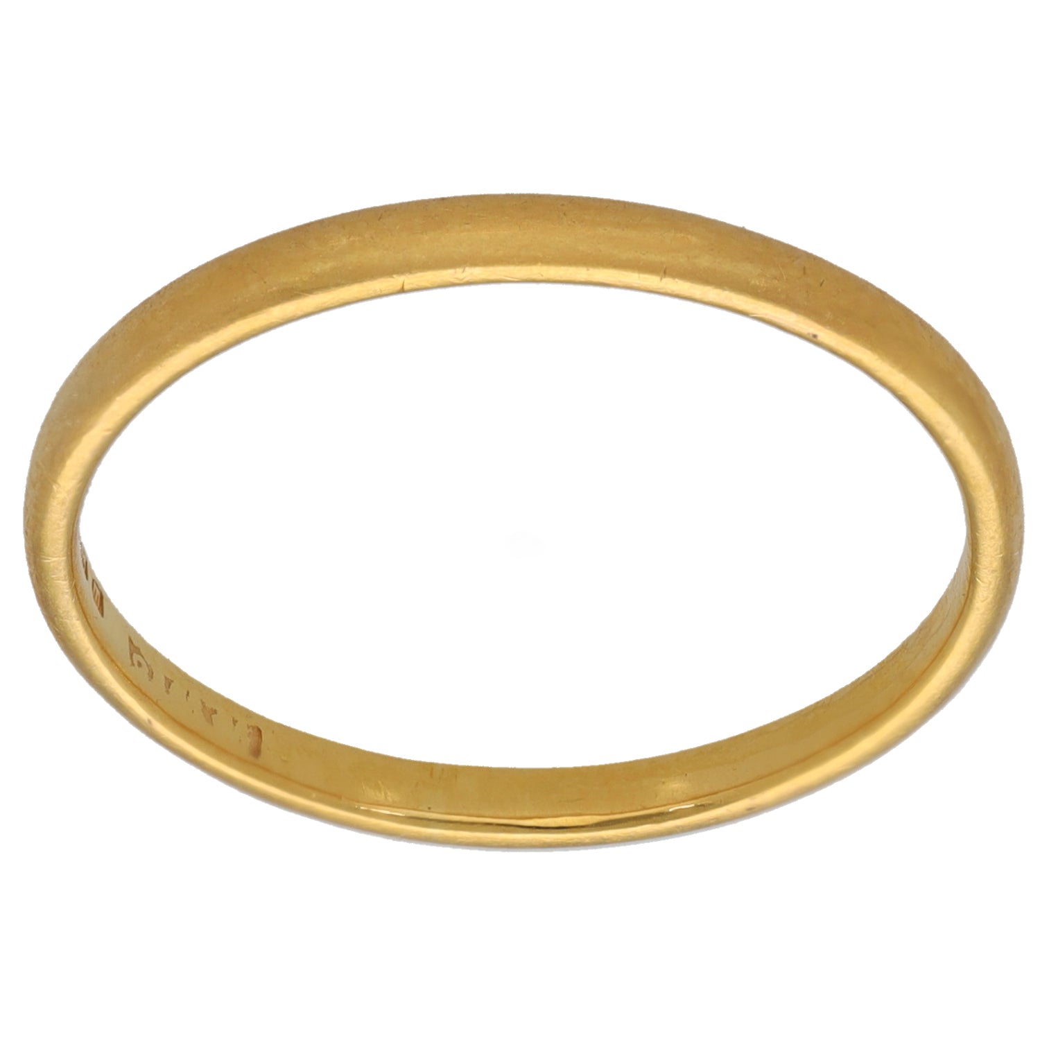 Plain 22ct gold wedding ring, smooth round band