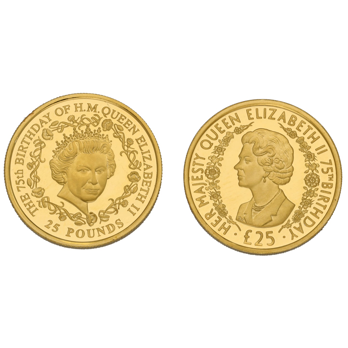 22ct Gold Alderney & Guernsey 75th Birthday Queen Elizabeth II Coin Set 2001