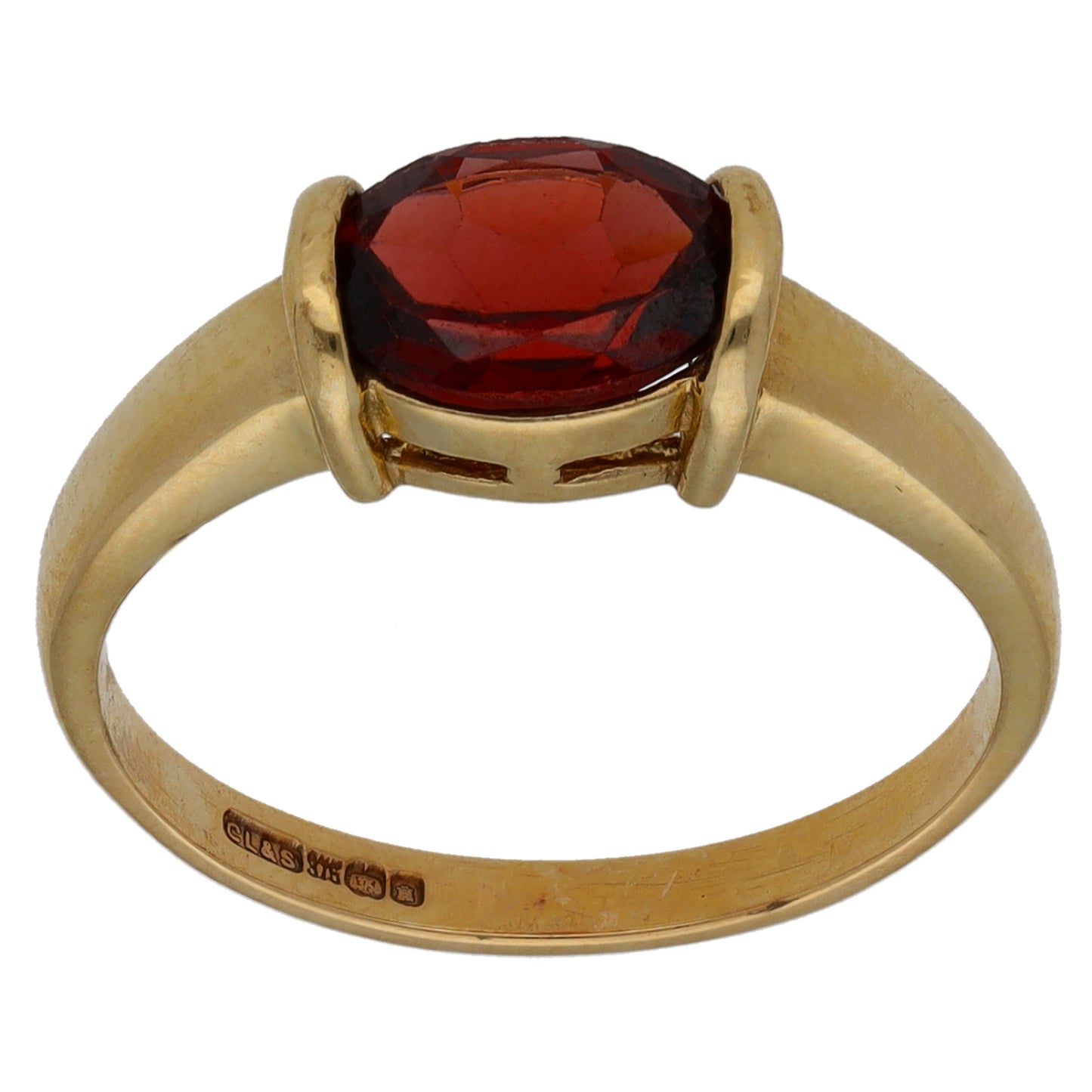 9ct Gold Garnet Single Stone Ring Size L