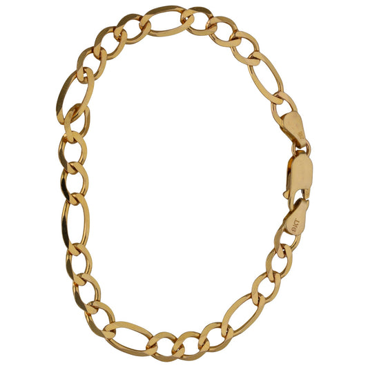 Gold Figaro chain-link bracelet, oval loops with bar sections