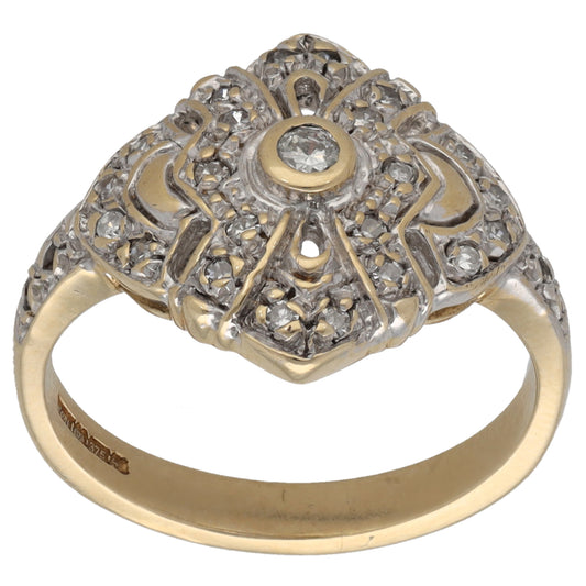 9ct Gold 0.30ct Diamond Cluster Ring Size M