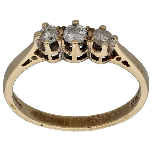 9ct Gold 0.25ct Diamond Trilogy Ring Size L