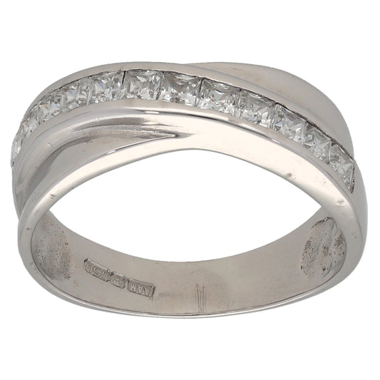 18ct White Gold Cubic Zirconia Half Eternity Ring Size P