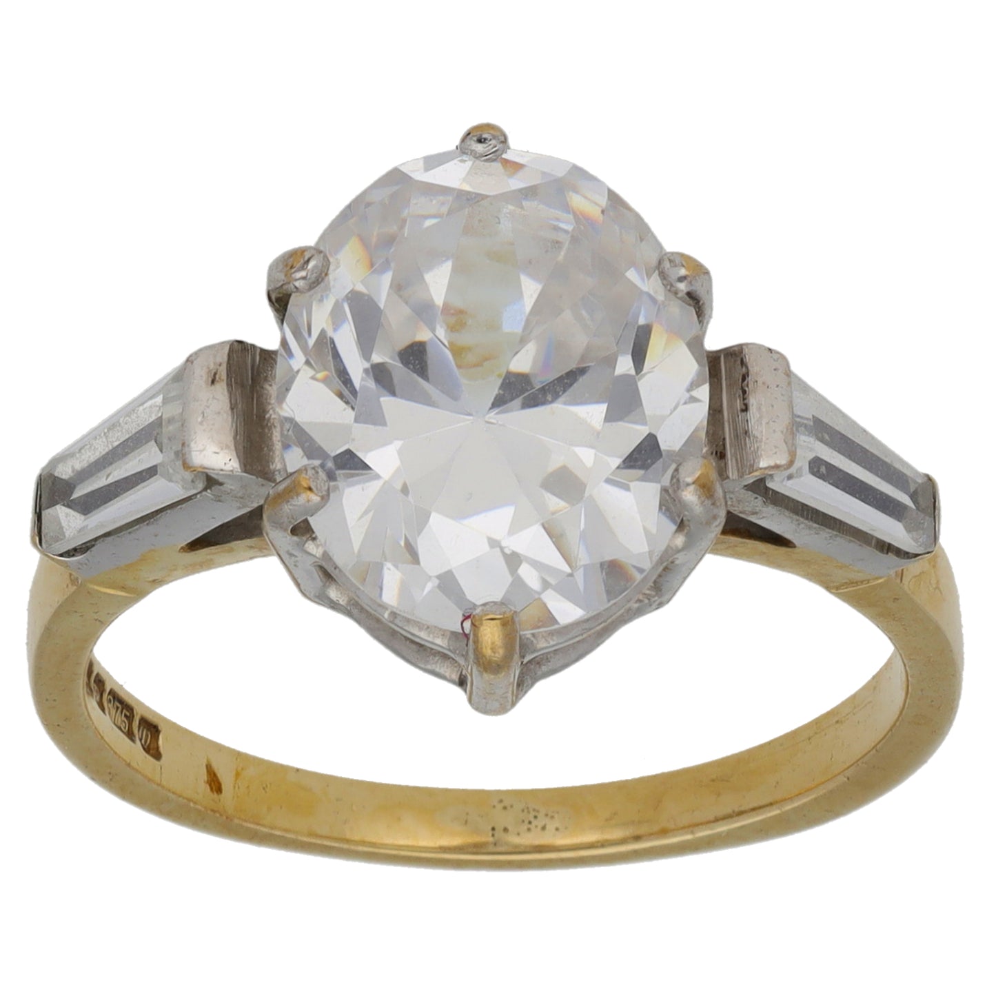 9ct Gold Cubic Zirconia Three Stone Ring Size M