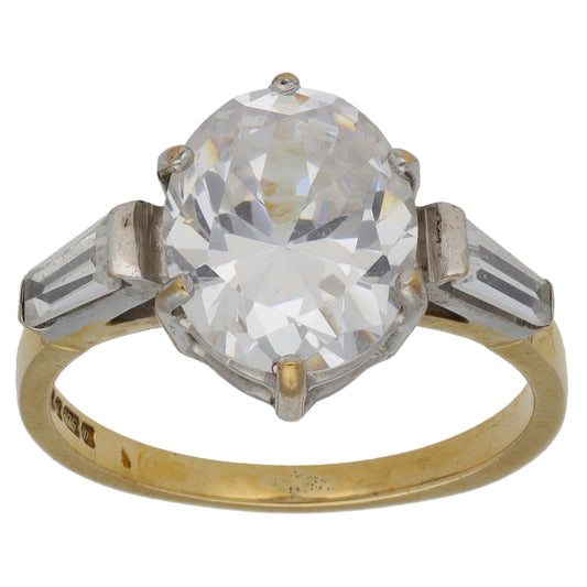 9ct Gold Cubic Zirconia Three Stone Ring Size M