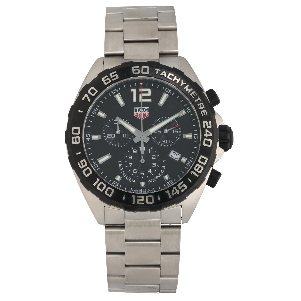 Tag Heuer Formula 1 CAZ1010, black dial with subdials, inside 43mm stainless steel case and link bracelet
