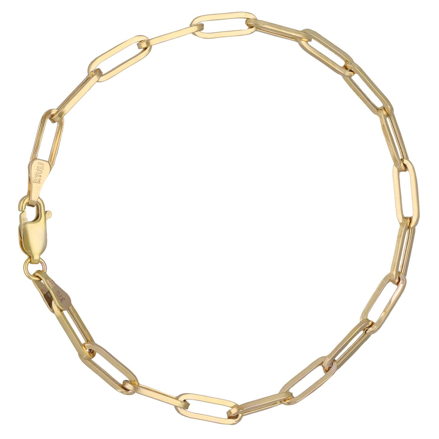 New 9ct Gold Paperclip Bracelet - Various Sizes