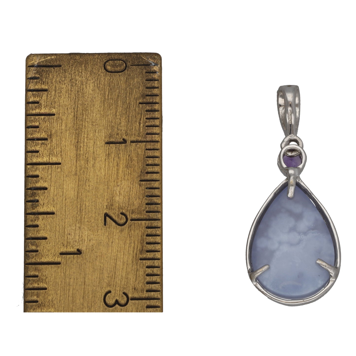 9ct White Gold 0.18ct Diamond & Chalcedony & Amethyst Dress/Cocktail Pendant