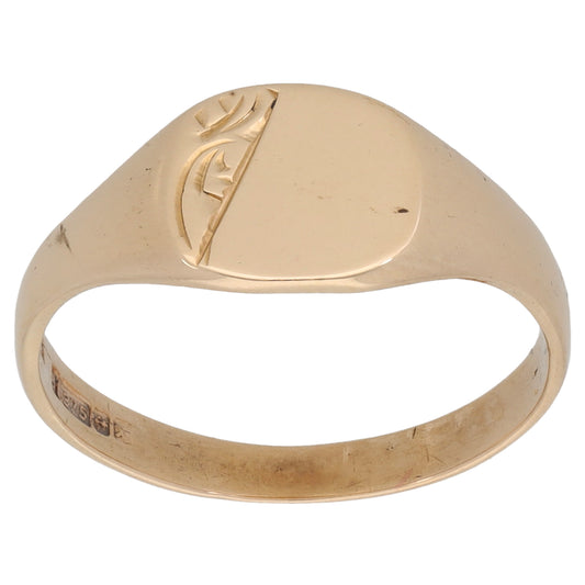 9ct Gold Patterned Signet Ring Size O
