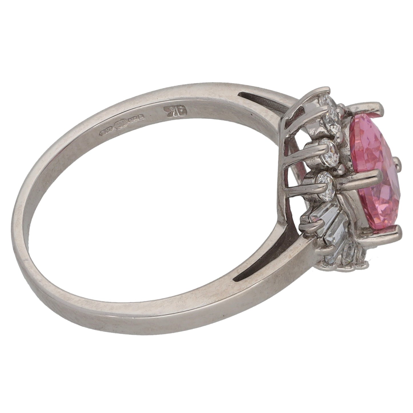 9ct White Gold Cubic Zirconia Cluster Ring Size L