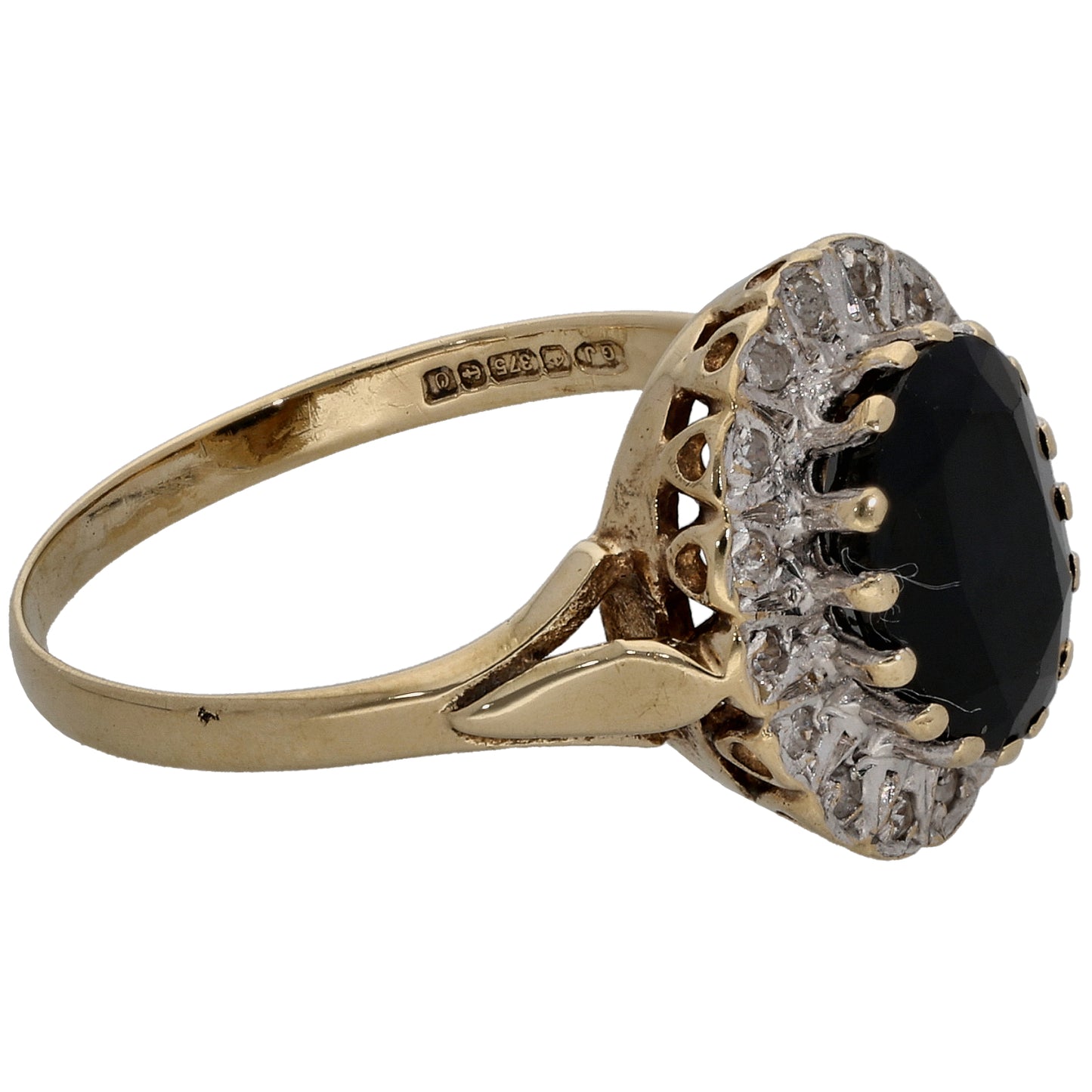 9ct Gold 0.08ct Diamond & Sapphire Dress/Cocktail Ring Size N