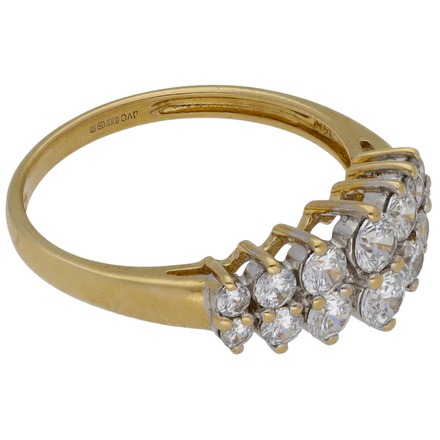 14ct Gold Cubic Zirconia Half Eternity Ring Size R