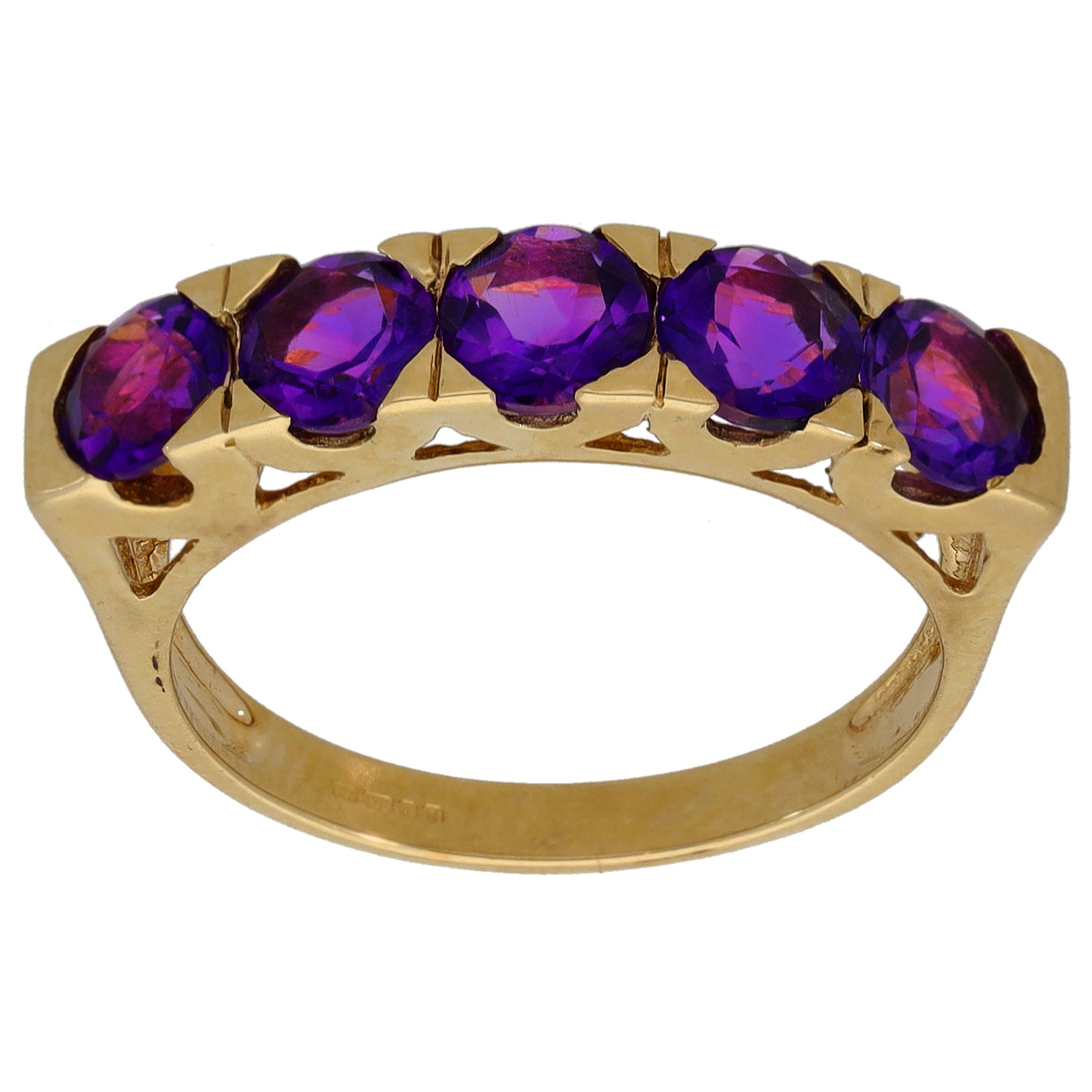 9ct Gold Amethyst Half Eternity Ring Size N