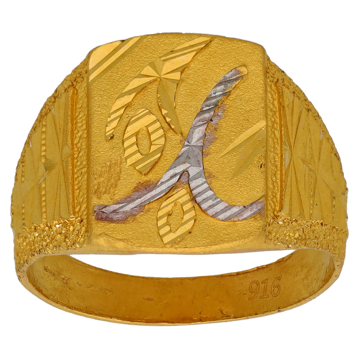 22ct Gold Patterned Signet Ring Size V