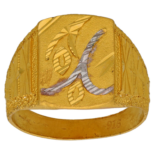22ct Gold Patterned Signet Ring Size V