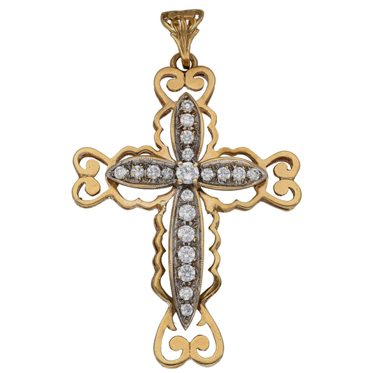9ct Gold Cubic Zirconia Cross Pendant