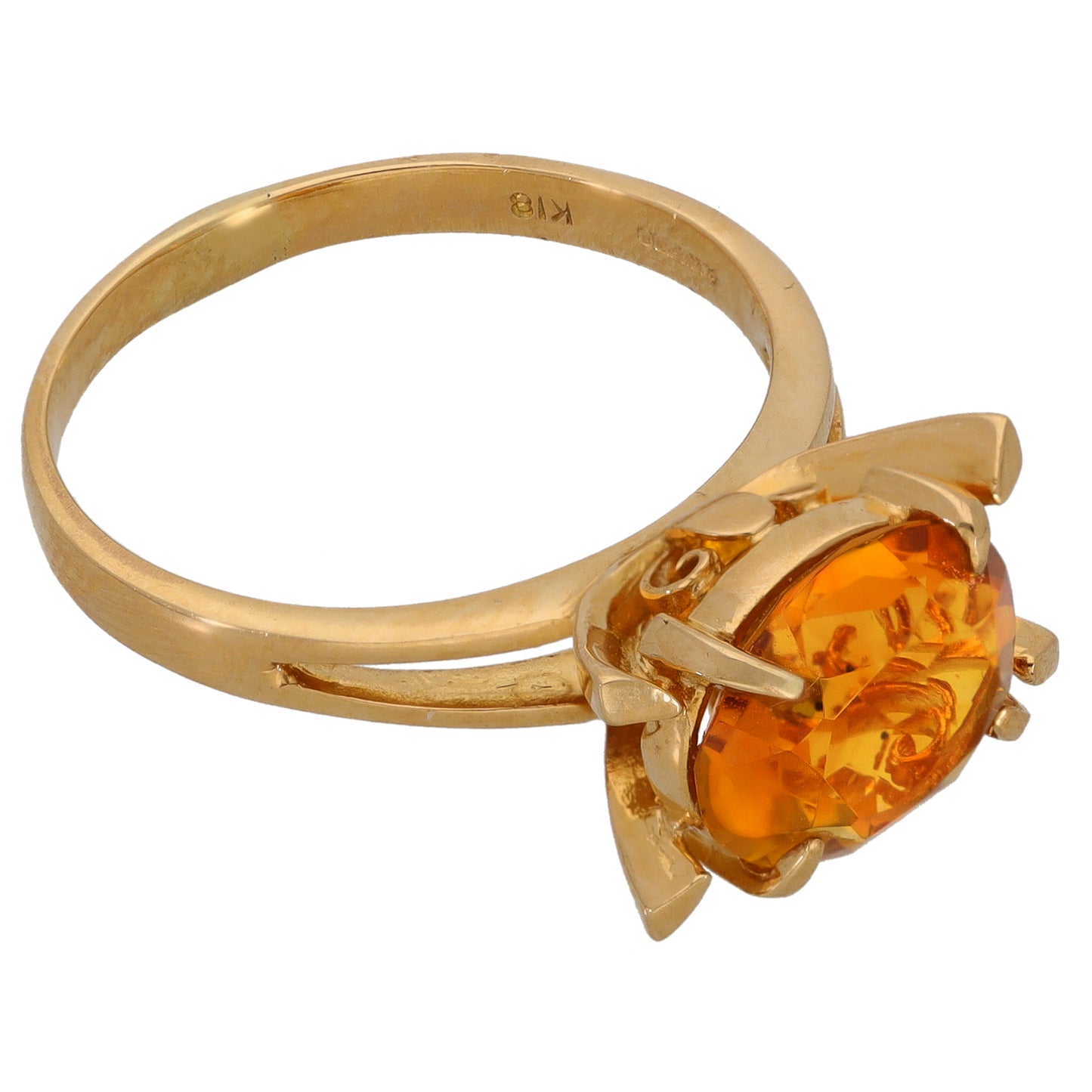 18ct Gold Citrine Single Stone Ring Size O