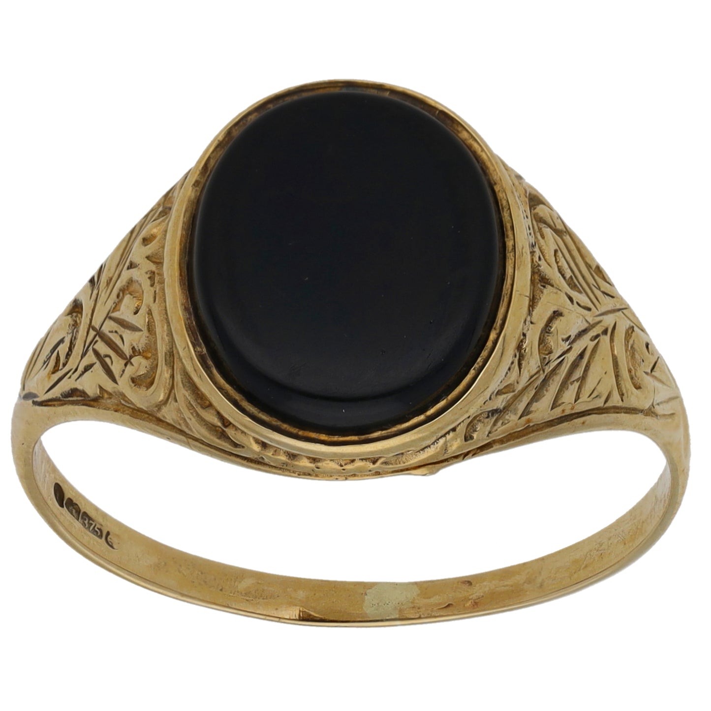 9ct Gold Onyx Single Stone Signet Ring Size U