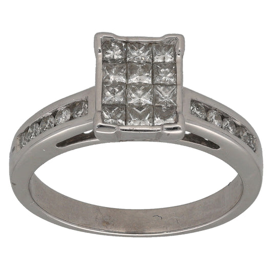 18ct White Gold 0.80ct Diamond Dress/Cocktail Ring Size N