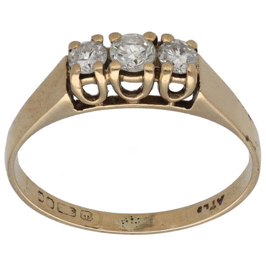 9ct Gold 0.24ct Diamond Trilogy Ring Size K