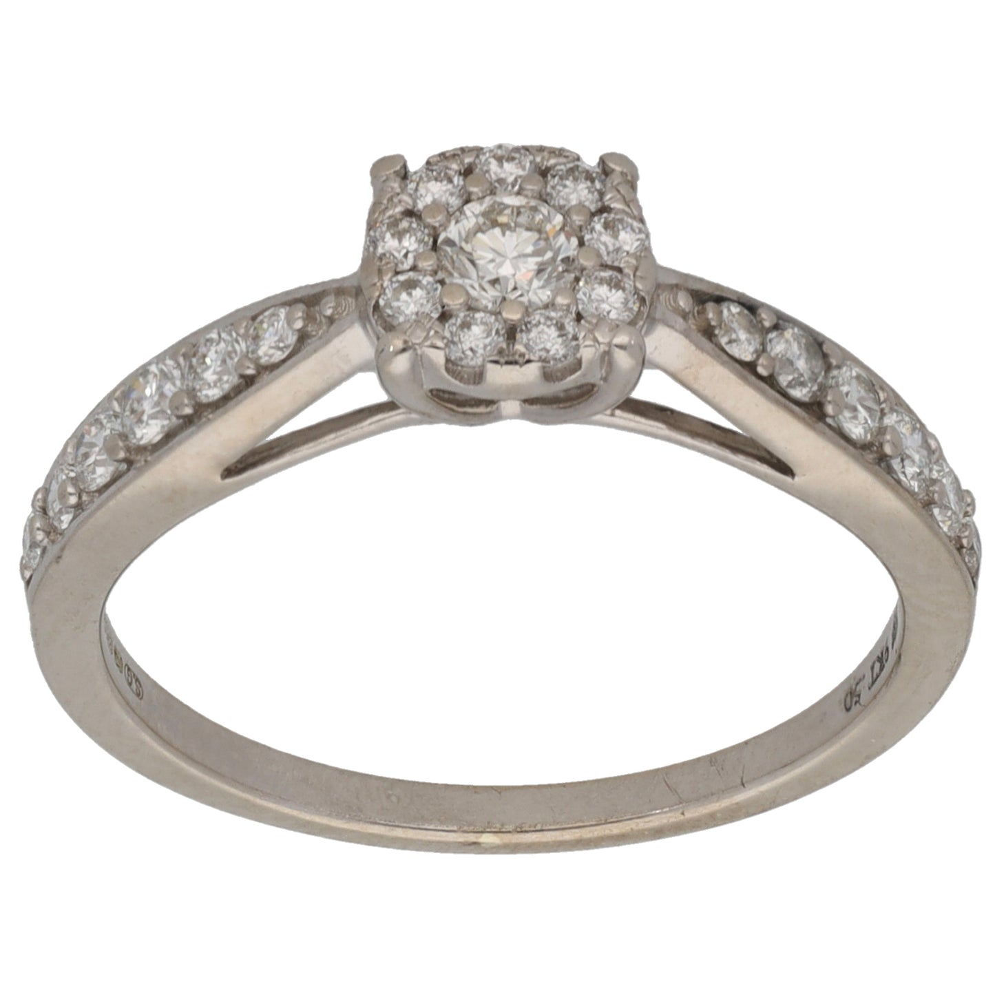9ct White Gold 0.64ct Diamond Cluster Ring Size N