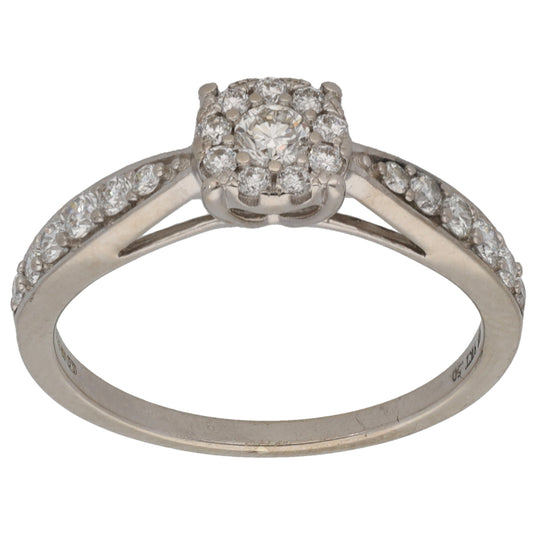 9ct White Gold 0.64ct Diamond Cluster Ring Size N