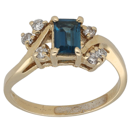 14ct Gold Topaz & 0.18ct Diamond Dress/Cocktail Ring Size N