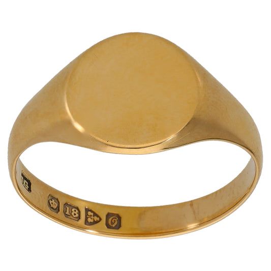 18ct Gold Plain Signet Ring Size T