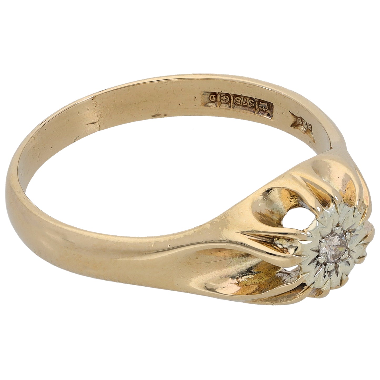 9ct Bi-Colour Gold 0.05ct Diamond Solitaire Ring Size W