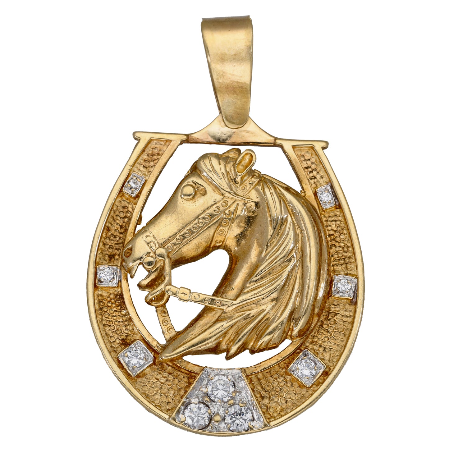 9ct Gold Cubic Zirconia Horse Pendant