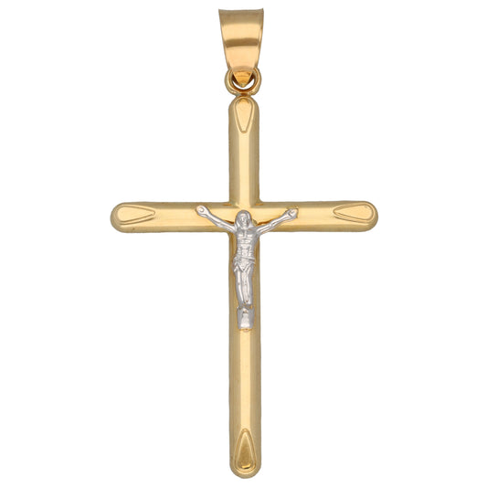 14ct Bi-Colour Gold Crucifix Pendant