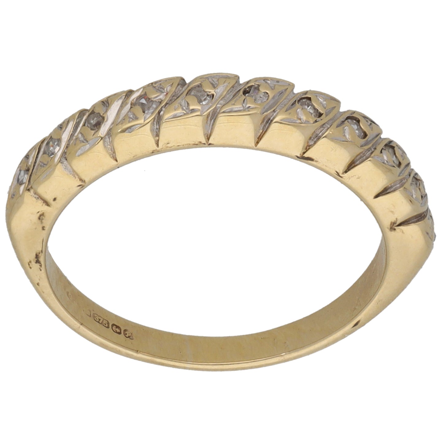 9ct Gold 0.055ct Diamond Half Eternity Ring Size K