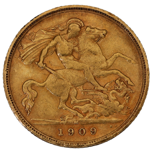 22ct Gold King Edward VII Half Sovereign Coin 1909
