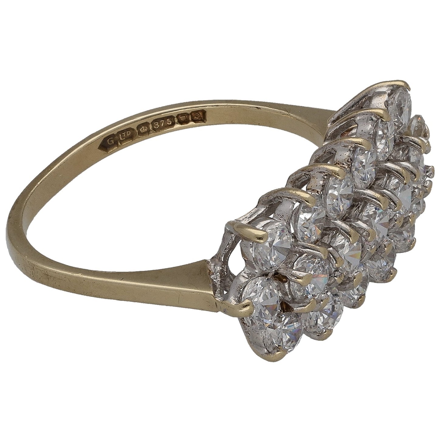 9ct Gold Cubic Zirconia Dress/Cocktail Ring Size K