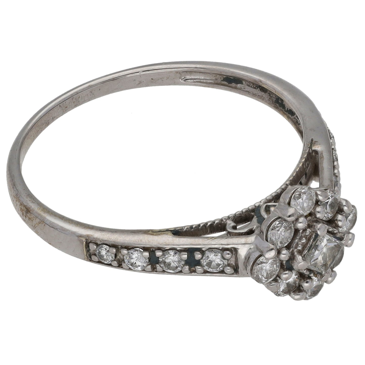 9ct White Gold 0.50ct Diamond Cluster Ring Size R