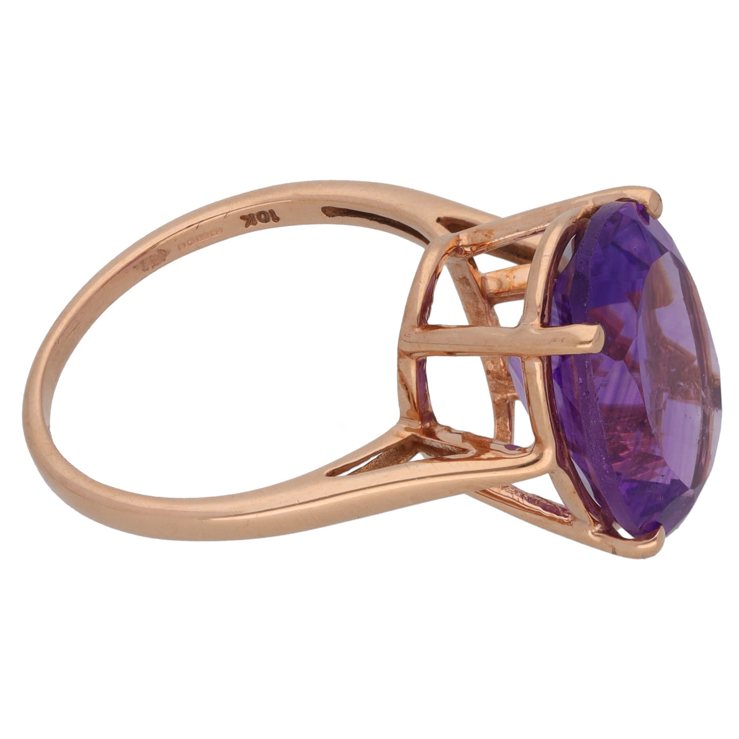 9ct Rose Gold Amethyst Single Stone Ring Size R