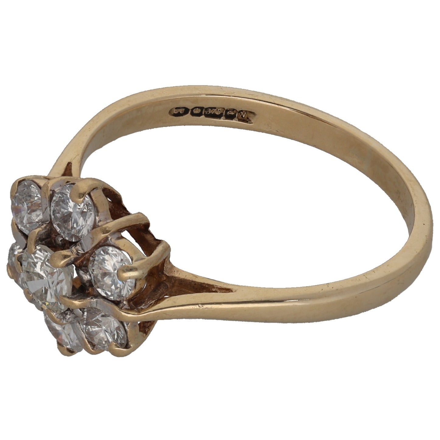 9ct Gold 0.80ct Diamond Cluster Ring Size N