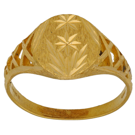 22ct Gold Patterned Signet Ring Size V