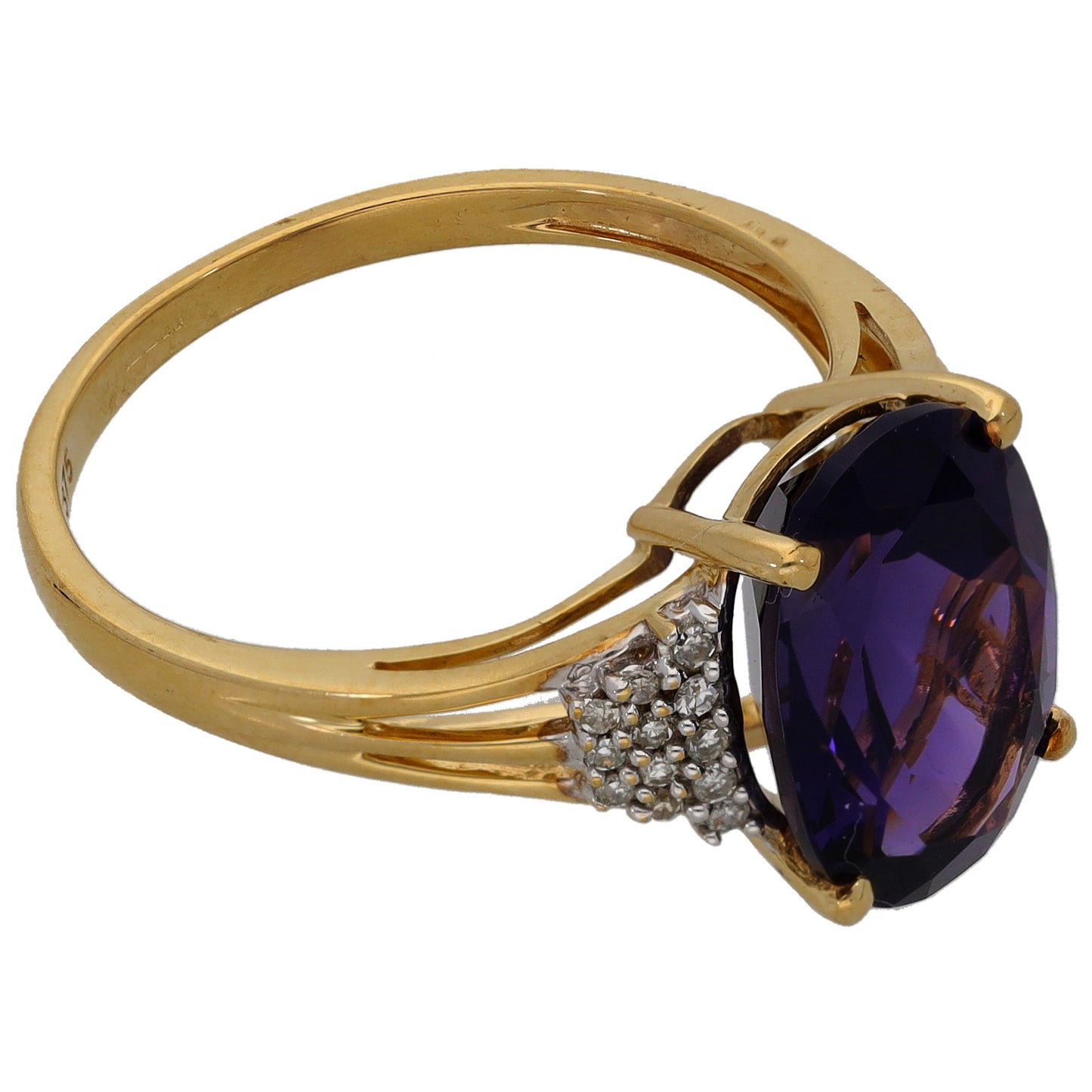 9ct Gold Iolite & 0.12ct Diamond Dress/Cocktail Ring Size Q