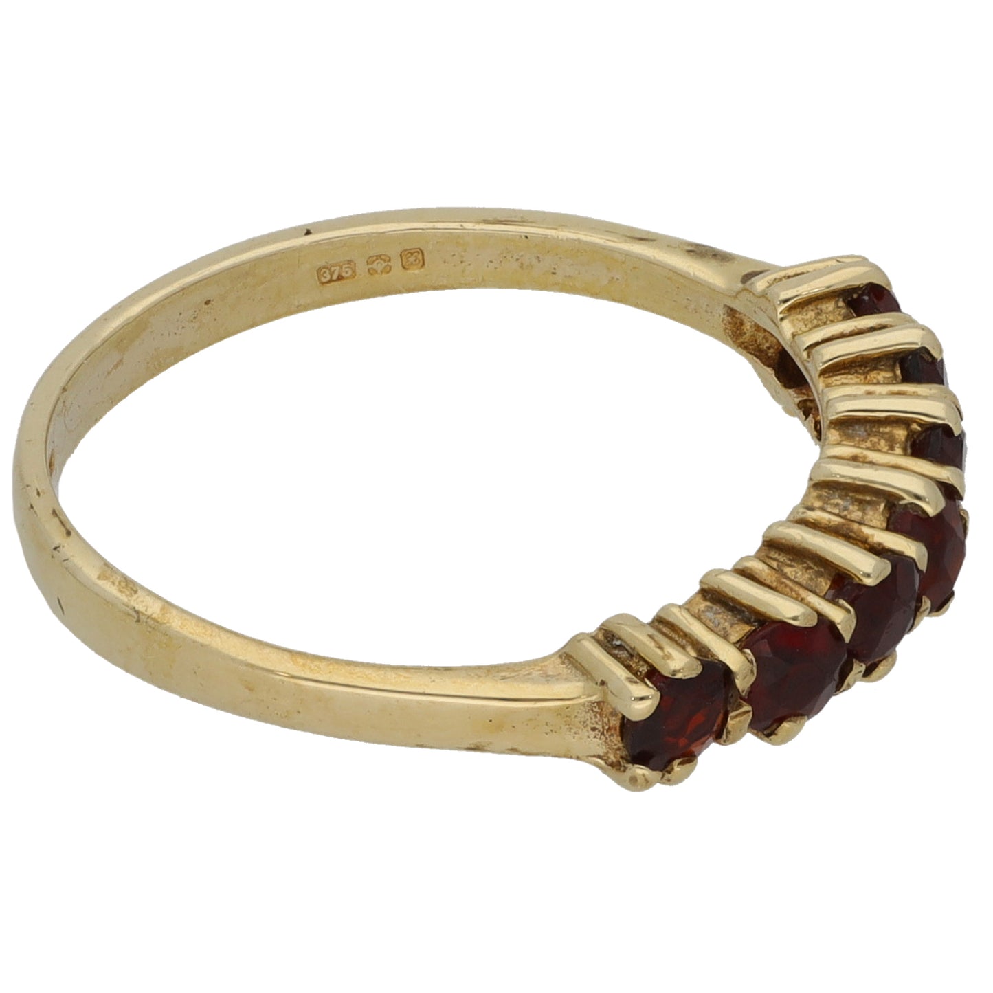 9ct Gold Garnet Half Eternity Ring Size M