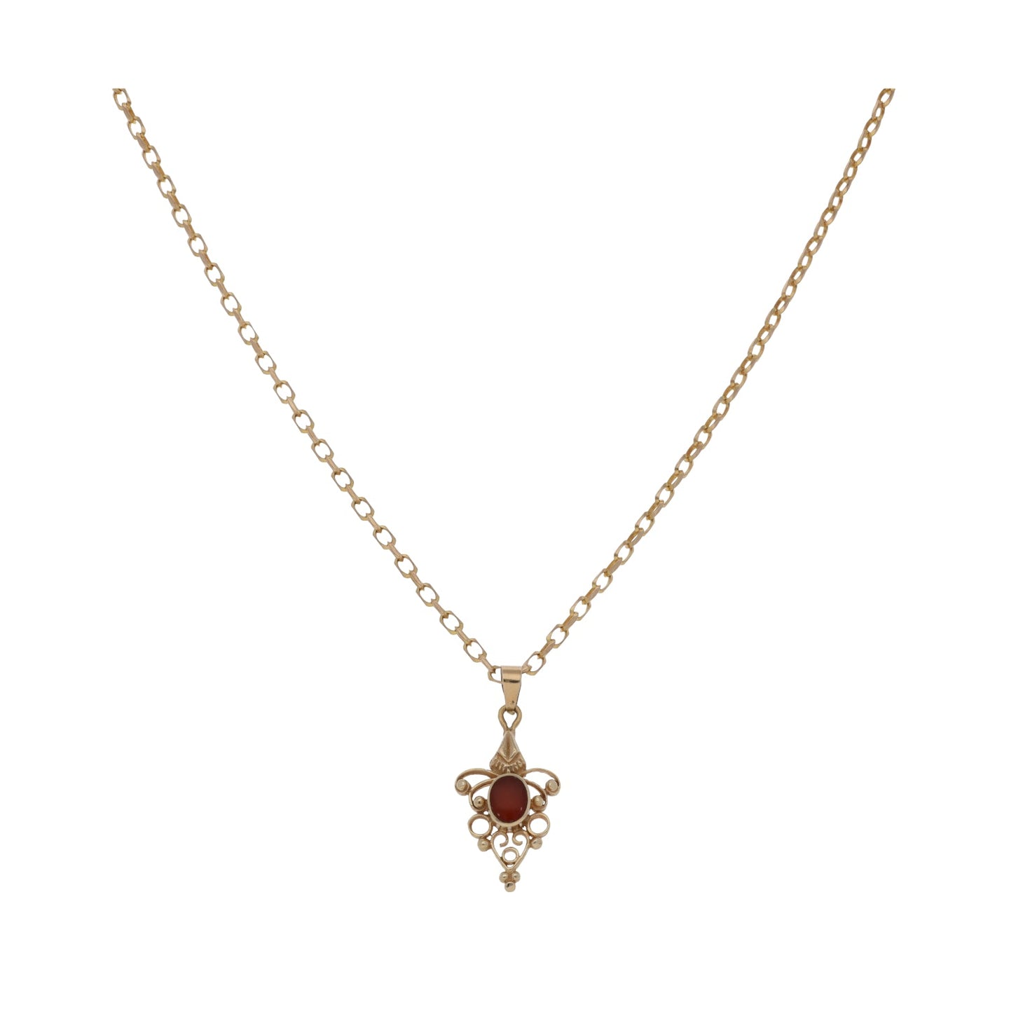 9ct Gold Carnelian Dress/Cocktail Pendant With Chain