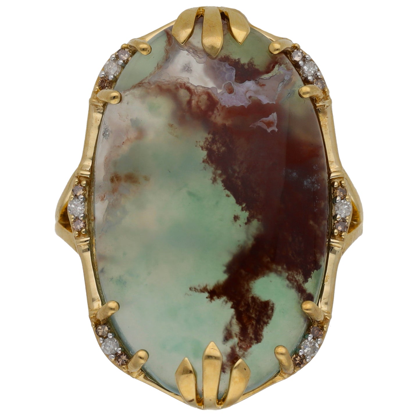 9ct Gold Aquaprase & 0.03ct Diamond Dress/Cocktail Ring Size O