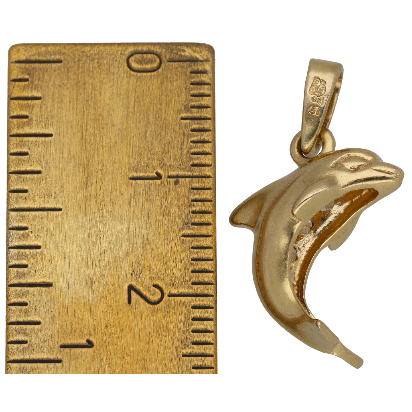 9ct Gold Cubic Zirconia Dolphin Pendant