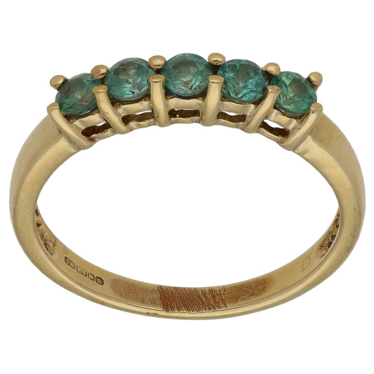 9ct Gold Beryl Half Eternity Ring Size N