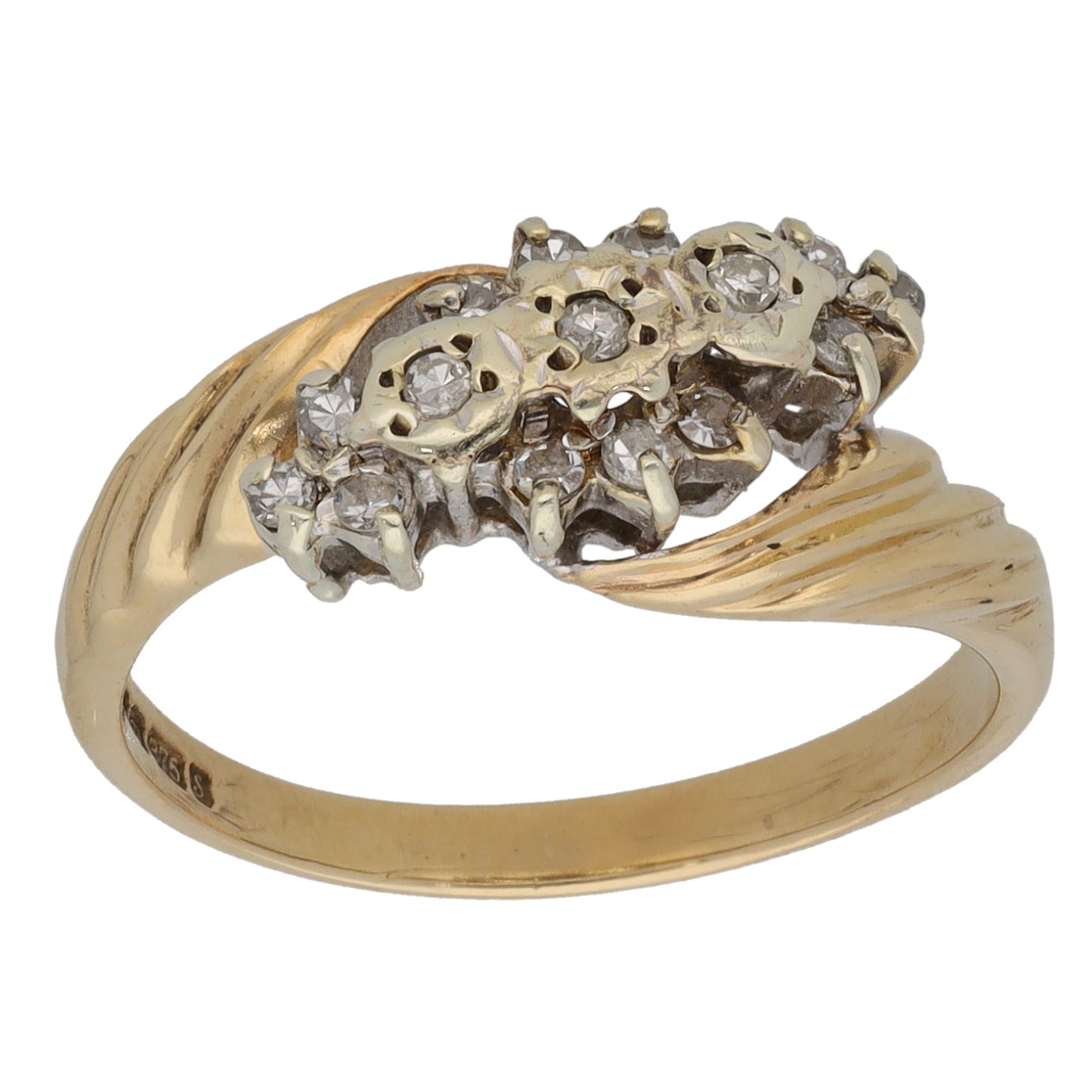 9ct Gold 0.15ct Diamond Cluster Ring Size M