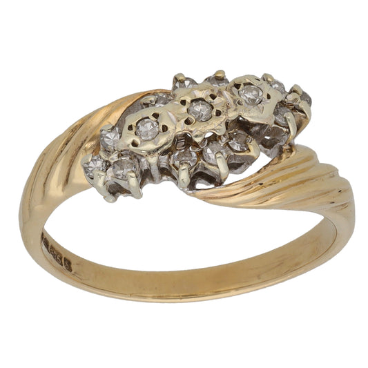 9ct Gold 0.15ct Diamond Cluster Ring Size M