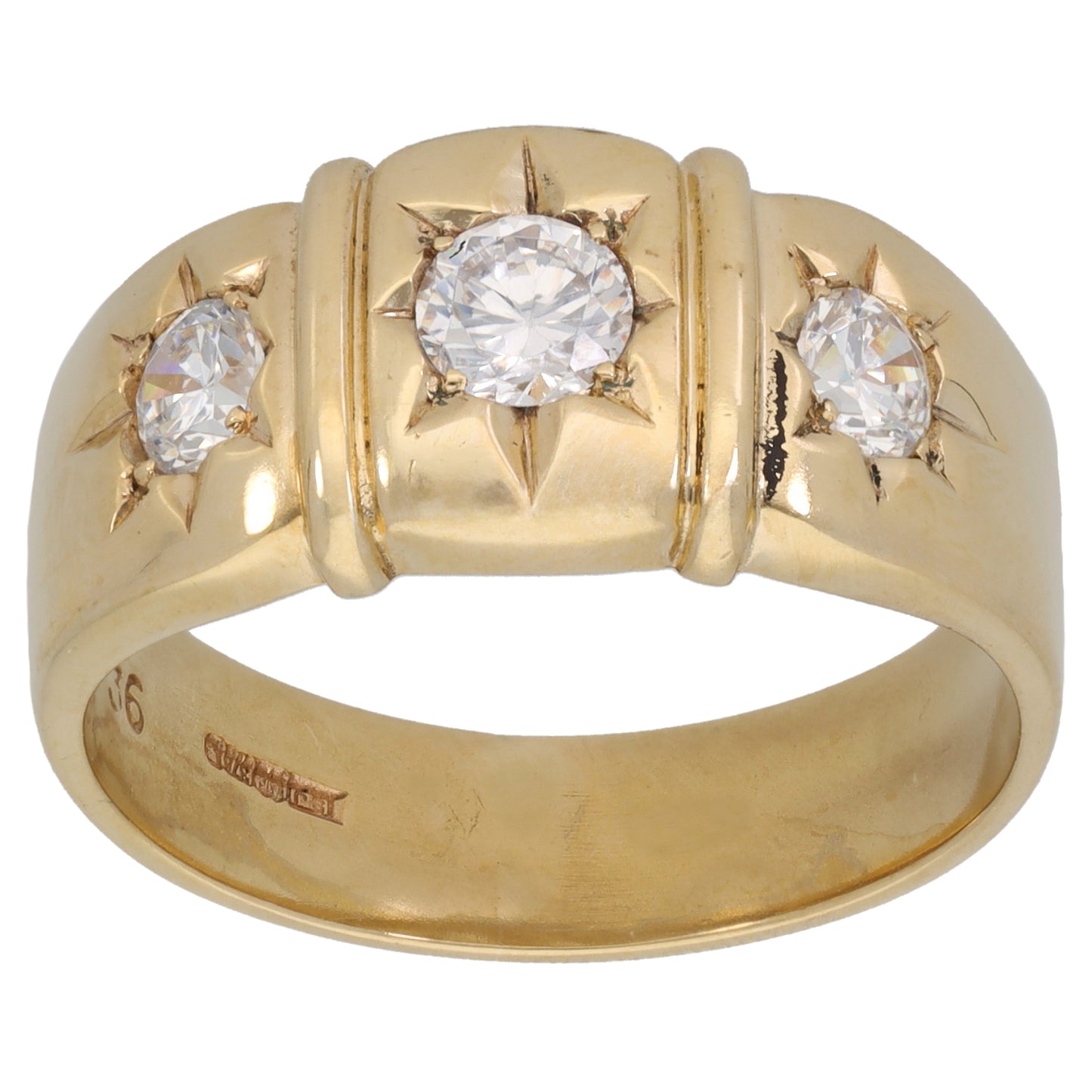 9ct Gold Cubic Zirconia Three Stone Ring Size R
