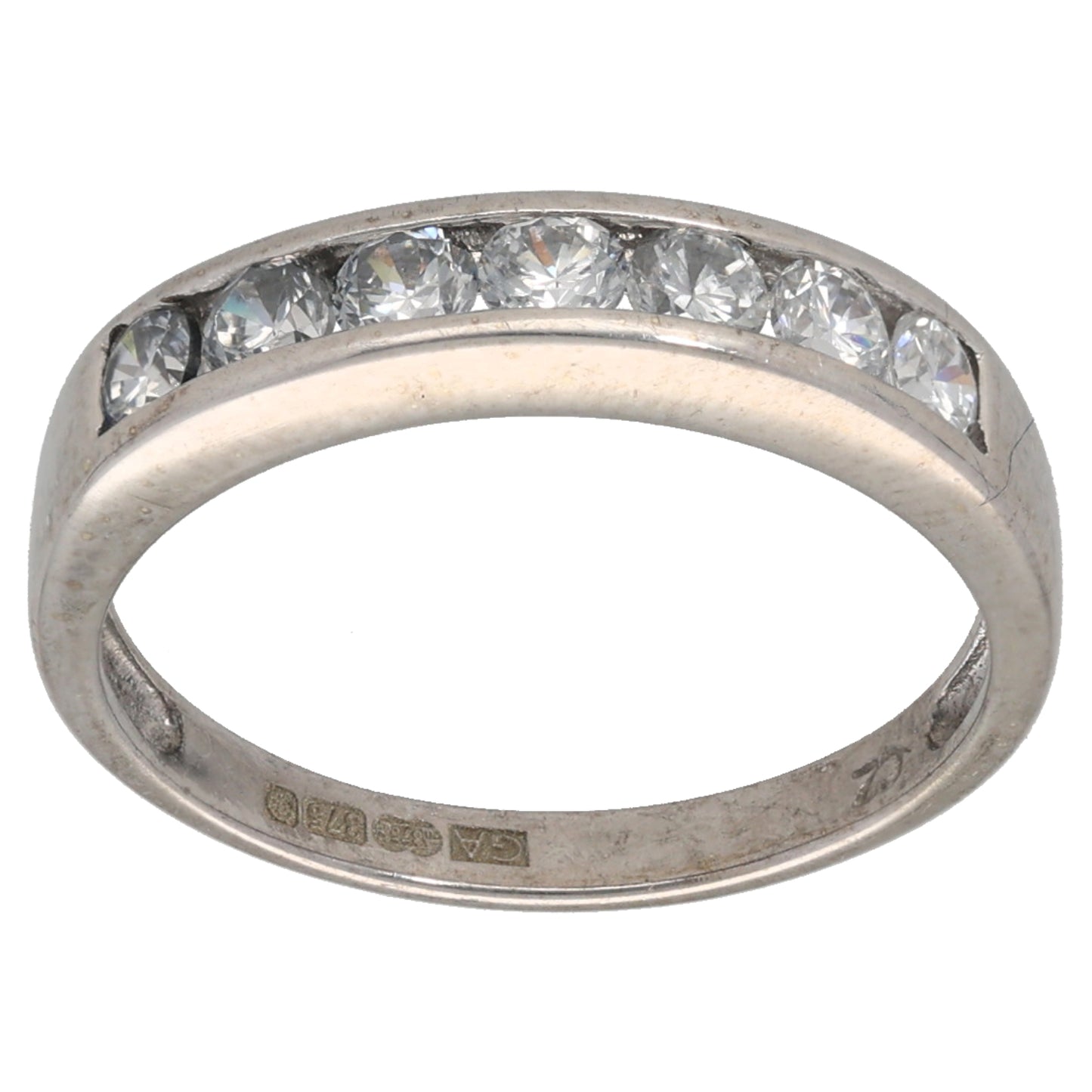 9ct White Gold Cubic Zirconia Half Eternity Ring Size M