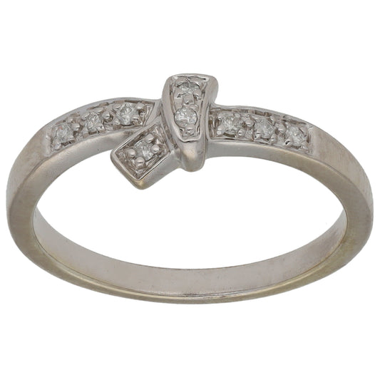 9ct White Gold 0.09ct Diamond Dress/Cocktail Ring Size O
